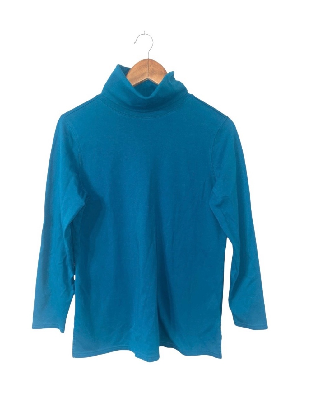 L.L. Bean Teal Blue Turtleneck Long Sleeve Top Fall Layering Size Medium Regular